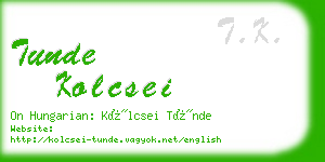 tunde kolcsei business card